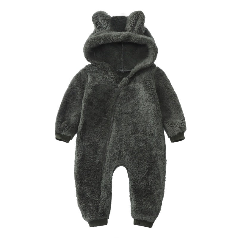 Knuffelzachte  Baby Onesie Met Oortjes - Perfect Voor Winterse Dagen!